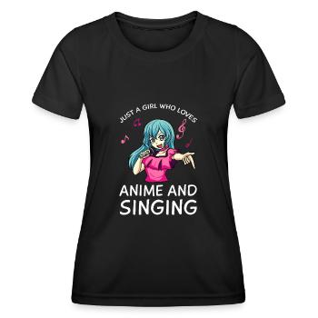 Anime Manga Kawaii Filles Chantant de la musique - T-shirt sport Femme - noir - Devant - AI Model Female 172 light (172cm)