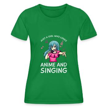 Anime Manga Kawaii Girls Singing Music - Women's Functional T-Shirt - kelly green - Front - AI Model Female 172 dark (172cm)