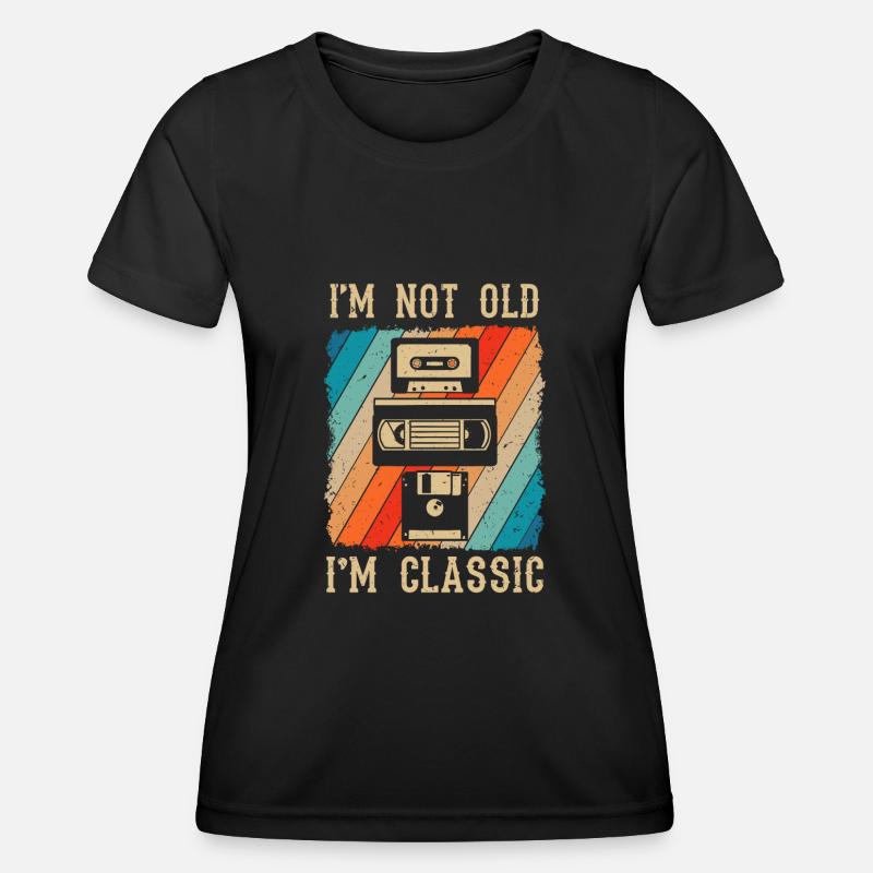 Not old, but classic music video floppy disk - Women's Functional T-Shirt - black