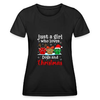 Just A Girl Who Loves Dogs and Christmas - Women's Functional T-Shirt - black - Front - AI Model Female 172 light (172cm)