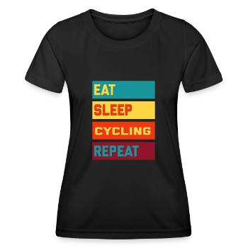 Eat Sleep Cycling Repeat Vintage Edition - Women's Functional T-Shirt - black - Front - AI Model Female 172 light (172cm)