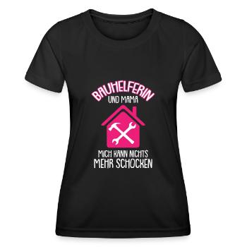 Bauhelferin Mama Spruch Richtfest Hausbau - Frauen Funktions-T-Shirt - Schwarz - Vorne - AI Model Female 172 light (172cm)