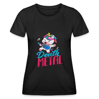 Einhorn Metal Musik Death Metal - Frauen Funktions-T-Shirt - Schwarz - Vorne - AI Model Female 172 light (172cm)