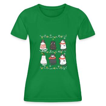 Cute Cats Xmas Kitten Christmas Outfit - Women's Functional T-Shirt - kelly green - Front - AI Model Female 172 dark (172cm)