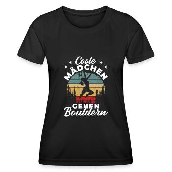 Bouldering Kletterer Geschenke Boulder Kletter - Frauen Funktions-T-Shirt - Schwarz - Vorne - AI Model Female 172 light (172cm)