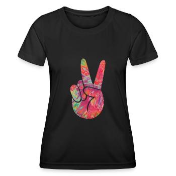 Peace Finger - Frauen Funktions-T-Shirt - Schwarz - Vorne - AI Model Female 172 light (172cm)