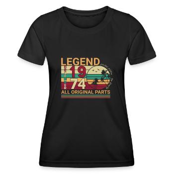 Original Décembre 1974 Palms Retro - T-shirt sport Femme - noir - Devant - AI Model Female 172 light (172cm)