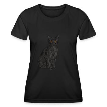 Cats Animal Motif Imprint - Women's Functional T-Shirt - black - Front - AI Model Female 172 light (172cm)