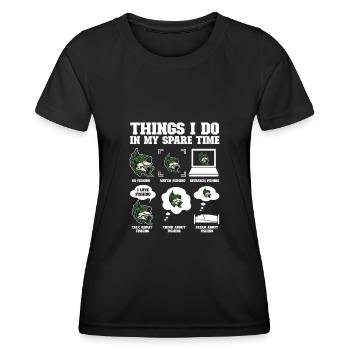 Dinge, die ich in meiner Freizeit mache Angeln | A - Frauen Funktions-T-Shirt - Schwarz - Vorne - AI Model Female 172 light (172cm)