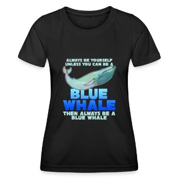 Blauwal Blauwale Spruch Witz Wale Wal - Frauen Funktions-T-Shirt - Schwarz - Vorne - AI Model Female 172 light (172cm)