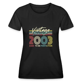 Geschenkidee Vintage Dezember 2003 - Frauen Funktions-T-Shirt - Schwarz - Vorne - AI Model Female 172 light (172cm)