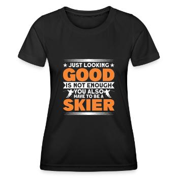 Skifahren Skifahrer Skifahren Geschenk - Frauen Funktions-T-Shirt - Schwarz - Vorne - AI Model Female 172 light (172cm)