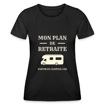 mon plan retraite camping car humour retraité papy - T-shirt sport Femme - noir - Devant - AI Model Female 172 light (172cm)