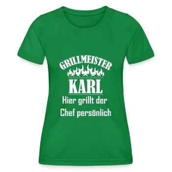 Grillmeister Karl Chef - Frauen Funktions-T-Shirt - Kelly Green - Vorne - AI Model Female 172 dark (172cm)