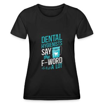 Hygiéniste dentaire Fil dentaire Dentaire - T-shirt sport Femme - noir - Devant - AI Model Female 172 light (172cm)