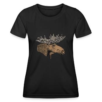 Imprimé motif d’animal d’orignal - T-shirt sport Femme - noir - Devant - AI Model Female 172 light (172cm)