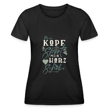 Mein Kopf sagt Sport mein Herz sag Schoki - Frauen Funktions-T-Shirt - Schwarz - Vorne - AI Model Female 172 light (172cm)