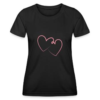 Doppeltes Herz In Rosa - Frauen Funktions-T-Shirt - Schwarz - Vorne - AI Model Female 172 light (172cm)