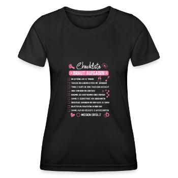JGA Mutprobe Checkliste Braut Aufgaben - Frauen Funktions-T-Shirt - Schwarz - Vorne - AI Model Female 172 light (172cm)