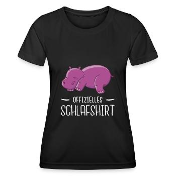 Nilpferd schlafen Schlaf Geschenk - Frauen Funktions-T-Shirt - Schwarz - Vorne - AI Model Female 172 light (172cm)