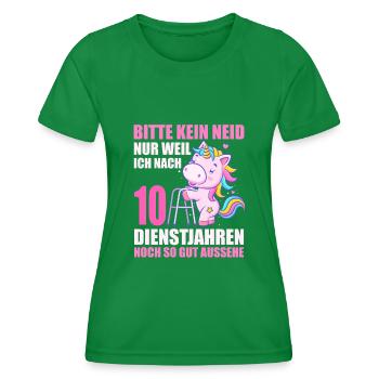 10 Jahre im Dienst 10 Jähriges Dienstjubiläum - Frauen Funktions-T-Shirt - Kelly Green - Vorne - AI Model Female 172 dark (172cm)