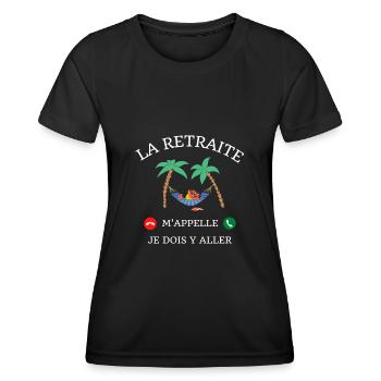 la retraite m'appelle humour retraite homme drole - T-shirt sport Femme - noir - Devant - AI Model Female 172 light (172cm)