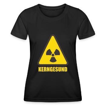 Kerngesund Radioaktiv Nuklear Atomkraft Biohazard - Frauen Funktions-T-Shirt - Schwarz - Vorne - AI Model Female 172 light (172cm)
