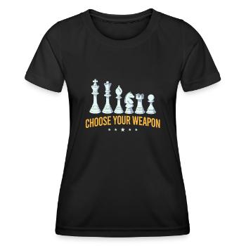 Chess, chess player, chess lover - Women's Functional T-Shirt - black - Front - AI Model Female 172 light (172cm)