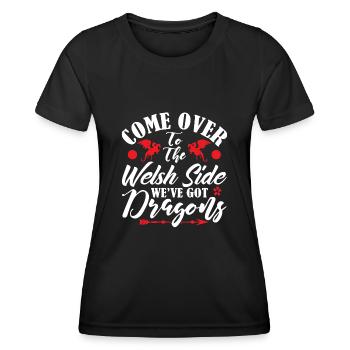 Walisische Seite Hat Drachen, Spiel Vorbei - Frauen Funktions-T-Shirt - Schwarz - Vorne - AI Model Female 172 light (172cm)