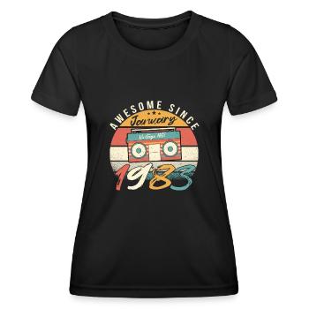 Gift idea January 1983 Vintage - Women's Functional T-Shirt - black - Front - AI Model Female 172 light (172cm)