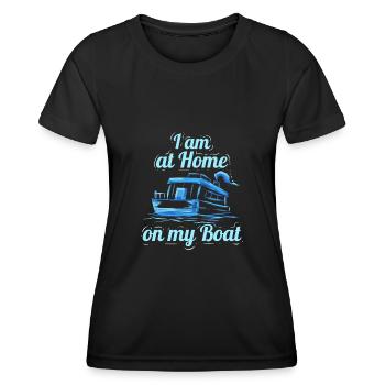 I am at Home on my Boat - Hausbootbesitzer - Frauen Funktions-T-Shirt - Schwarz - Vorne - AI Model Female 172 light (172cm)