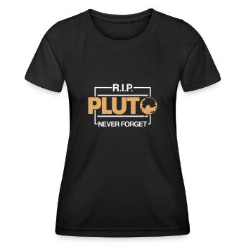 R.I.P. Pluto Never Forget - Pluto Planet Weltraum - Frauen Funktions-T-Shirt - Schwarz - Vorne - AI Model Female 172 light (172cm)