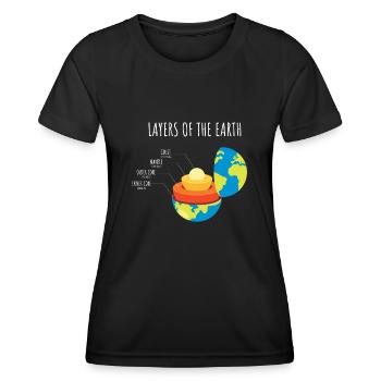 Schichten Der Erde, Wissenschaft, Erde, Planet - Frauen Funktions-T-Shirt - Schwarz - Vorne - AI Model Female 172 light (172cm)