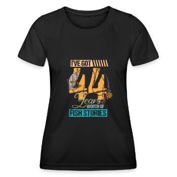44e anniversaire Pêcheur Pêcheur Vintage Cadeau - T-shirt sport Femme - noir - Devant - AI Model Female 172 light (172cm)