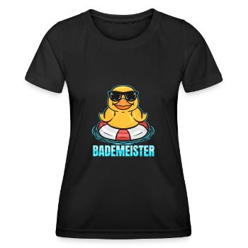 Bademeister - Quietscheente & Rettungsring - Frauen Funktions-T-Shirt - Schwarz - Vorne - AI Model Female 172 light (172cm)