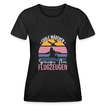 Fallschirm Sport Sprung Fallschirmspringer - Frauen Funktions-T-Shirt - Schwarz - Vorne - AI Model Female 172 light (172cm)