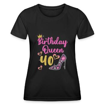 40e anniversaire Reine 40 ans quarante - T-shirt sport Femme - noir - Devant - AI Model Female 172 light (172cm)