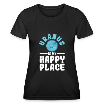 Uranus Is My Happy Place - Uranus Planet Weltraum - Frauen Funktions-T-Shirt - Schwarz - Vorne - AI Model Female 172 light (172cm)