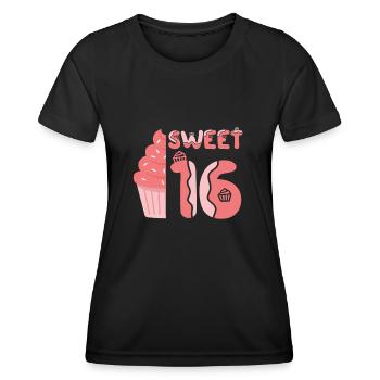Sweet 16 - Frauen Funktions-T-Shirt - Schwarz - Vorne - AI Model Female 172 light (172cm)