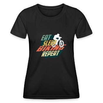 EAT SLEEP BIKING REPEAT - Women's Functional T-Shirt - black - Front - AI Model Female 172 light (172cm)