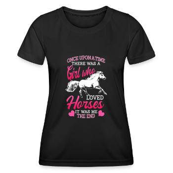 Cheval, chevaux, filles et chevaux - T-shirt sport Femme - noir - Devant - AI Model Female 172 light (172cm)