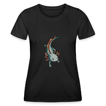 Axolotl Salamander - Frauen Funktions-T-Shirt - Schwarz - Vorne - AI Model Female 172 light (172cm)