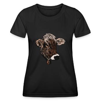 Motif vache motif animal motif cool imprimé animal motif - T-shirt sport Femme - noir - Devant - AI Model Female 172 light (172cm)
