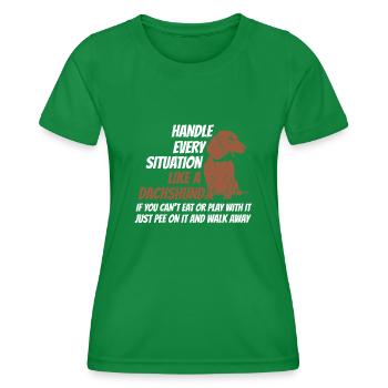 Grip situation like a dachshund - Women's Functional T-Shirt - kelly green - Front - AI Model Female 172 dark (172cm)