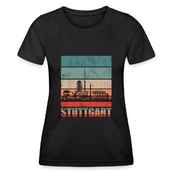 Stuttgart Skyline Geschenkidee - Frauen Funktions-T-Shirt - Schwarz - Vorne - AI Model Female 172 light (172cm)