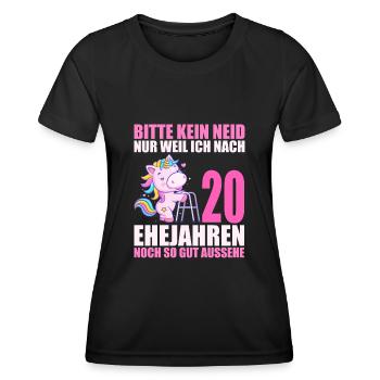 20 Jahre verheiratet lustig 20. Hochzeitstag - Frauen Funktions-T-Shirt - Schwarz - Vorne - AI Model Female 172 light (172cm)