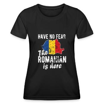 Fier Roumain Roumanie Origine Drapeau Roumain - T-shirt sport Femme - noir - Devant - AI Model Female 172 light (172cm)