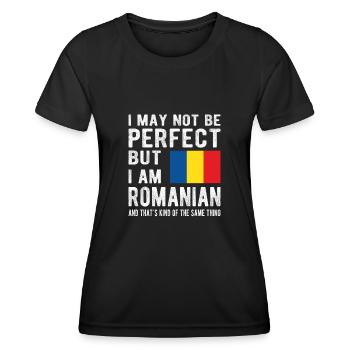 Fier drapeau roumain roumain d'origine roumaine - T-shirt sport Femme - noir - Devant - AI Model Female 172 light (172cm)