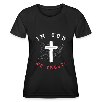 Nous avons confiance en Dieu, croyants chrétiens - T-shirt sport Femme - noir - Devant - AI Model Female 172 light (172cm)
