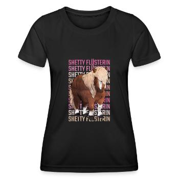 Retro Shetty Flüsterin Spruch Shetland Pony - Frauen Funktions-T-Shirt - Schwarz - Vorne - AI Model Female 172 light (172cm)